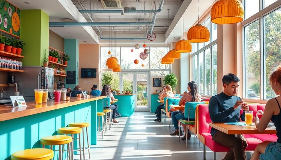 Tropical Smoothie Cafe Leander with vibrant interior and customers.