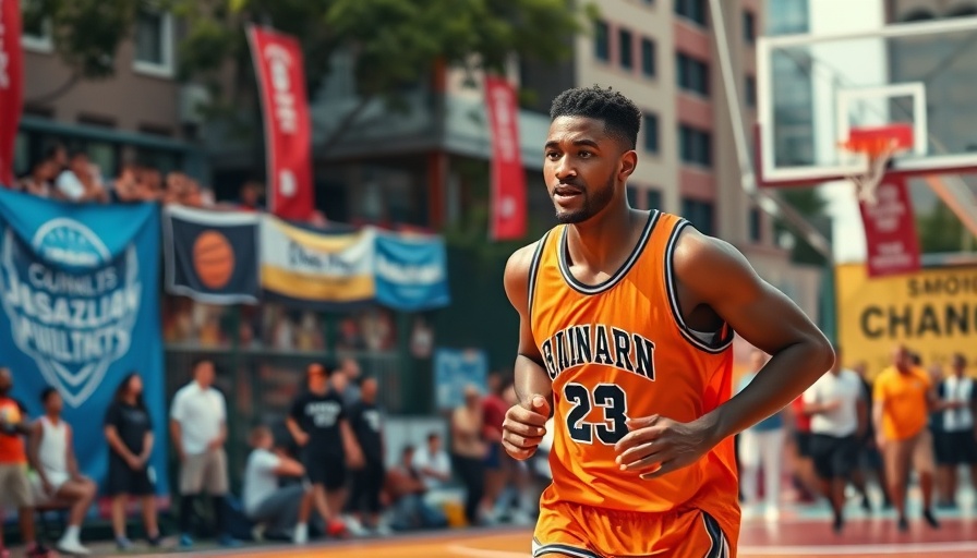 Giannis Antetokounmpo absence depicted at an outdoor basketball event.