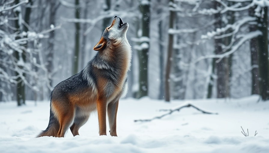 Lone wolf howling in snowy forest, California wolf packs impact on ranchers.