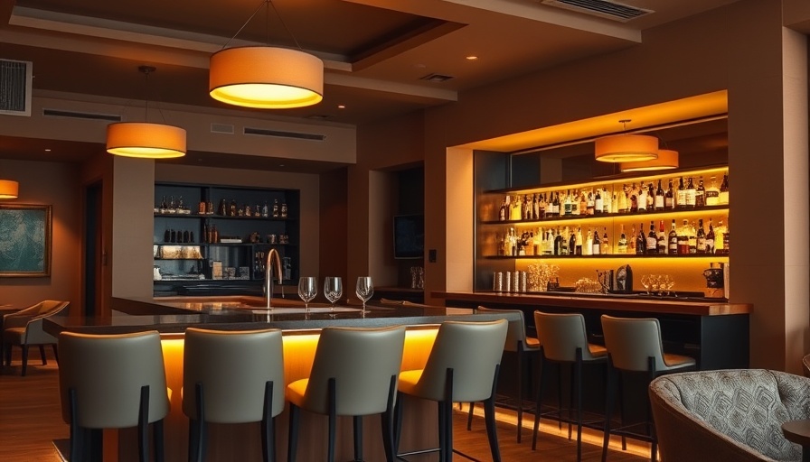 Cozy bar at Hacienda Del Rio Hotel with modern decor and warm lighting