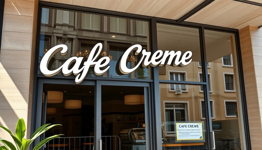 Café Crème entrance at Austin library with inviting modern design.