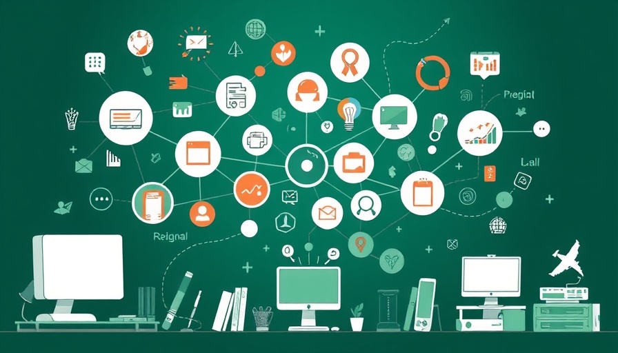 Abstract illustration of workplace dynamics with interconnected icons.