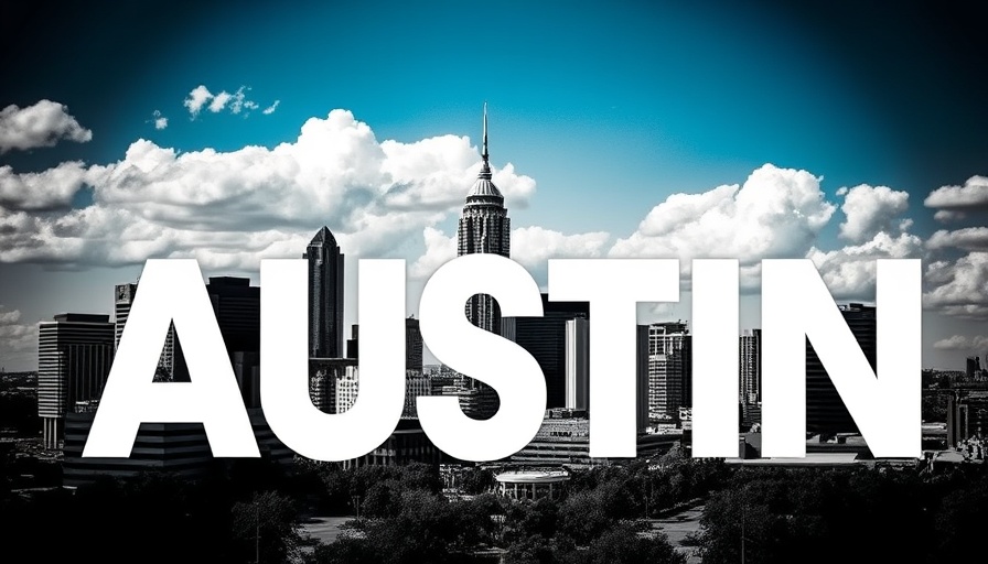Austin skyline with bold text overlay, austin lifestyle.