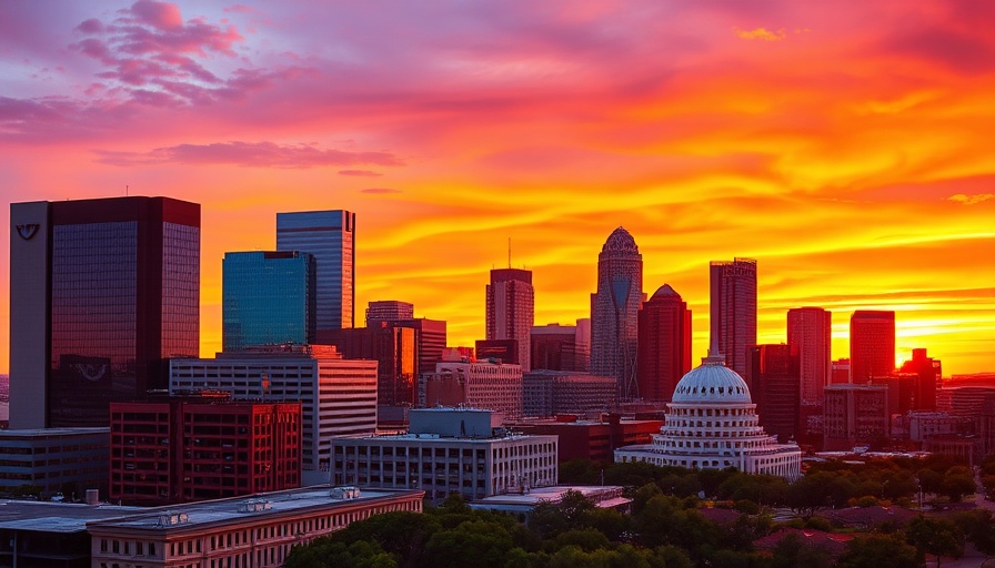 Vibrant Austin TX skyline at sunset reflects austin tx local news.
