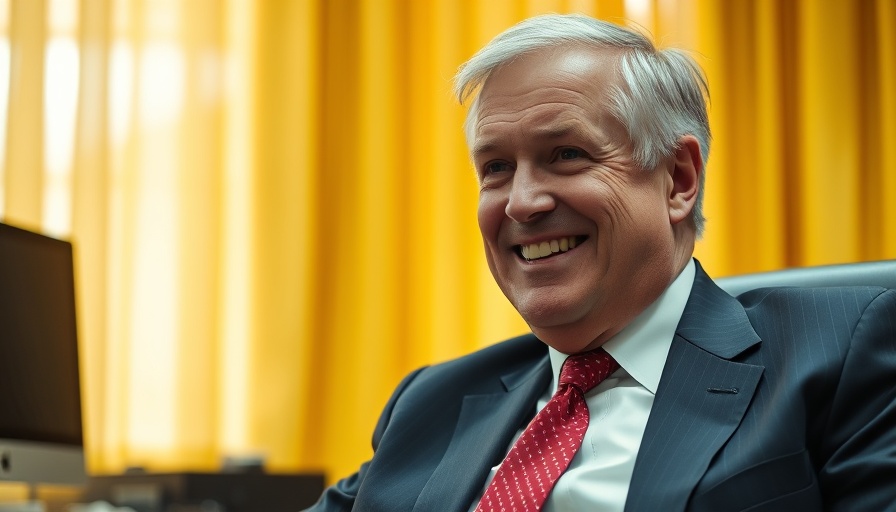 Confident middle-aged man in suit, US-Iran relations humor controversy.
