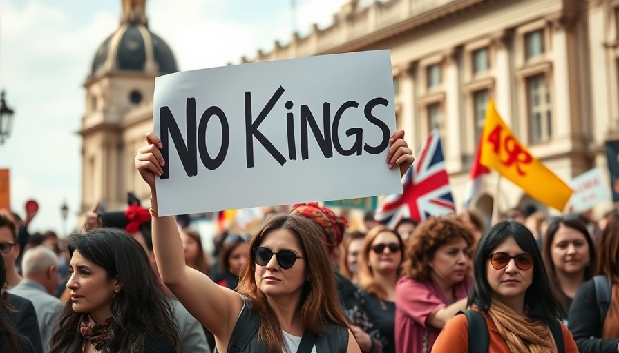 Protestors holding 'No Kings' sign at demonstration in U.S.