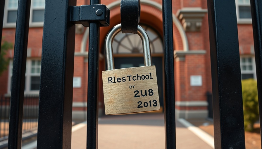 Padlock on school gate barring access, symbolizing rental ban.
