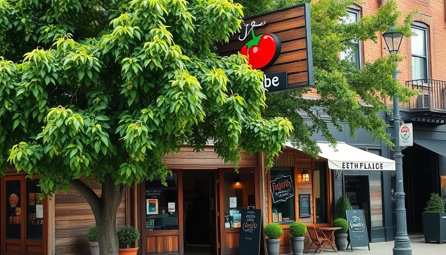 Rustic storefront of an Austin small business with a large pepper sign.