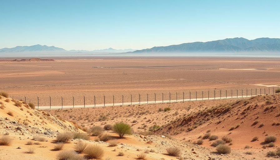 Desert border landscape highlighting military assistance for immigration enforcement.