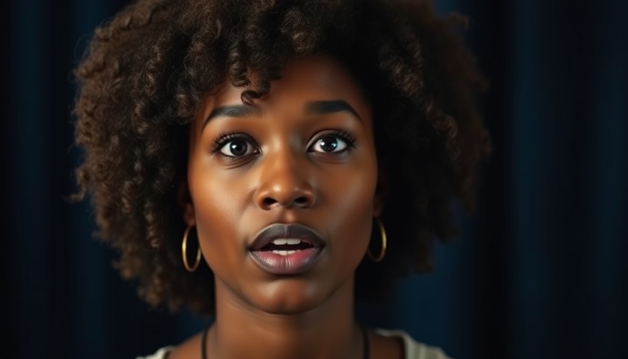 Young woman expressing resilience in blurred background.