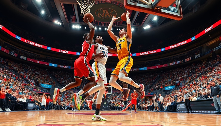 Small-Market NBA Finals action shot with players in motion on court.