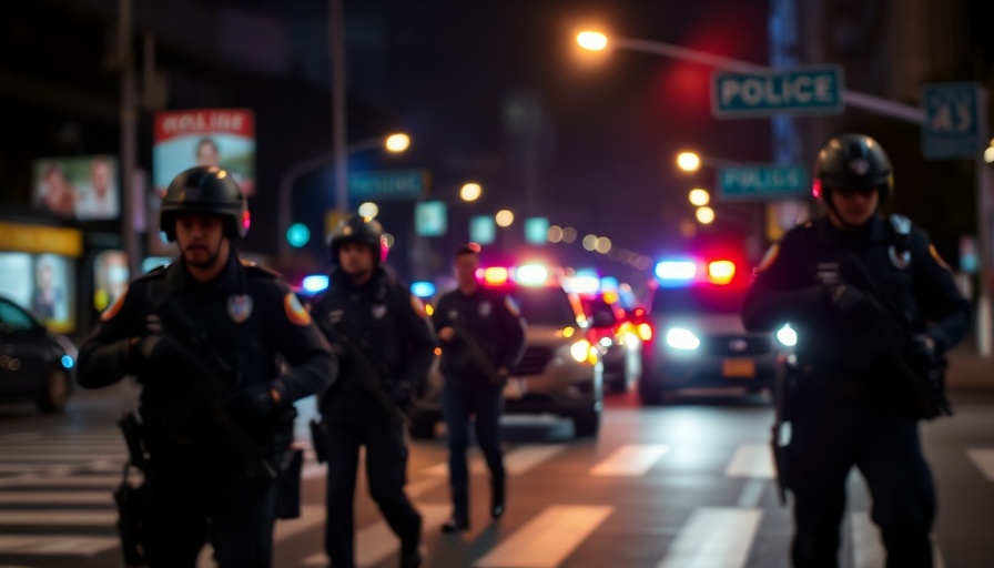 Tense night scene with police capturing robbery shooting suspects in Houston.