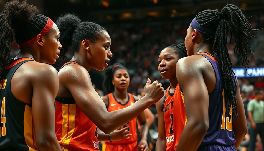 WNBA players in a heated exchange during a rivalry game.