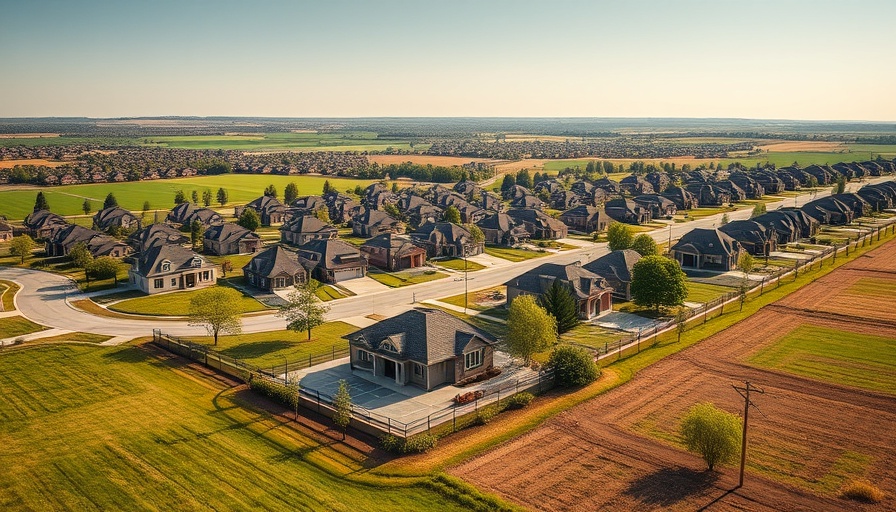 Modern housing at Haggard Farms surrounded by lush greenery.