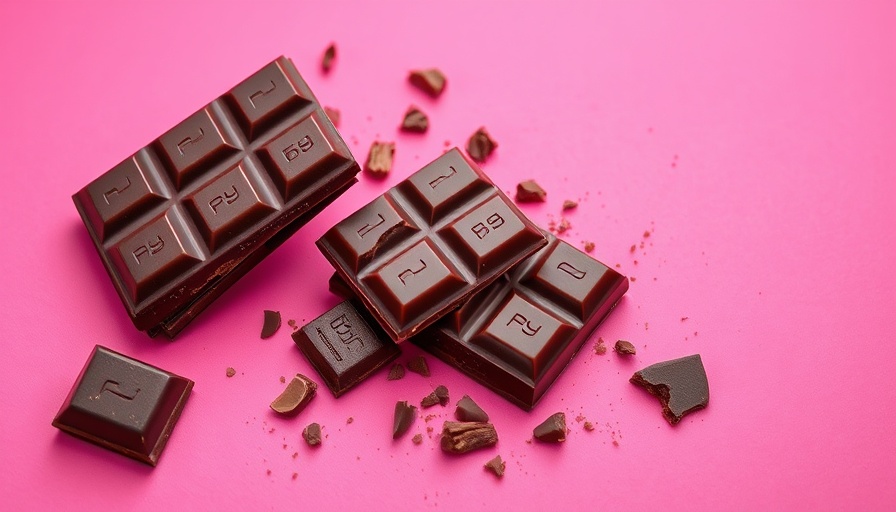 Rich dark chocolate against pink background highlighting fiber benefits.