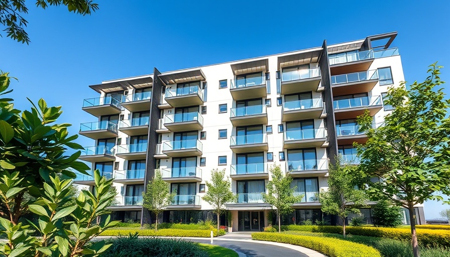 Newly built modern apartment building in Frisco with sleek design.