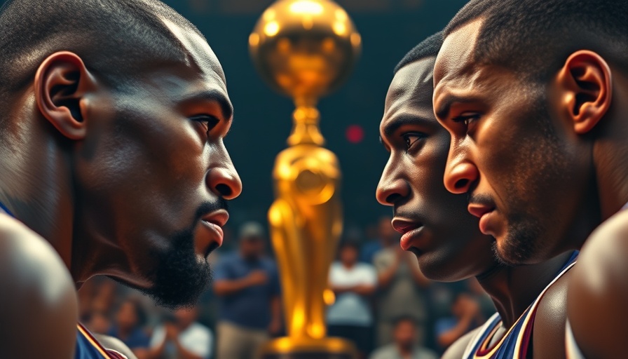 NBA Finals Game 7 players' intense face-off, graphic art.