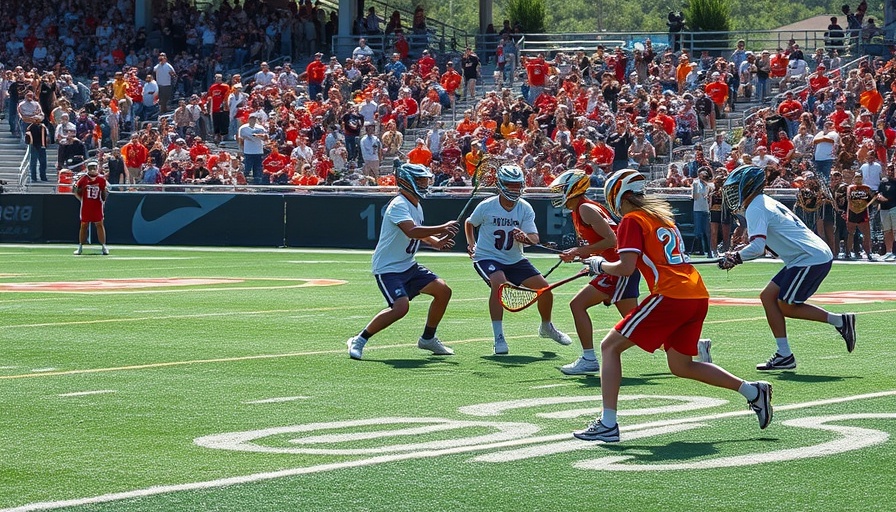 Exciting lacrosse faceoff during a game, vivid sports action.