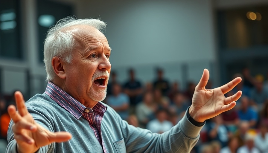 Intense coach gesturing during a sports event.