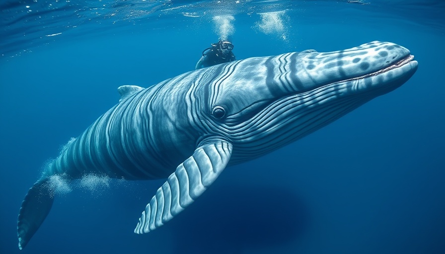 Sperm whale protection in clear blue ocean with diver