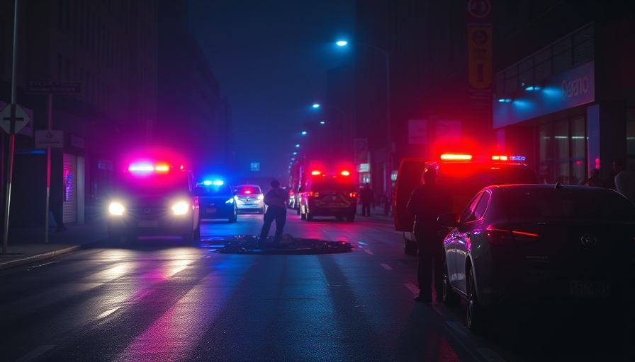 Traffic accident scene at night with police lights in Austin.