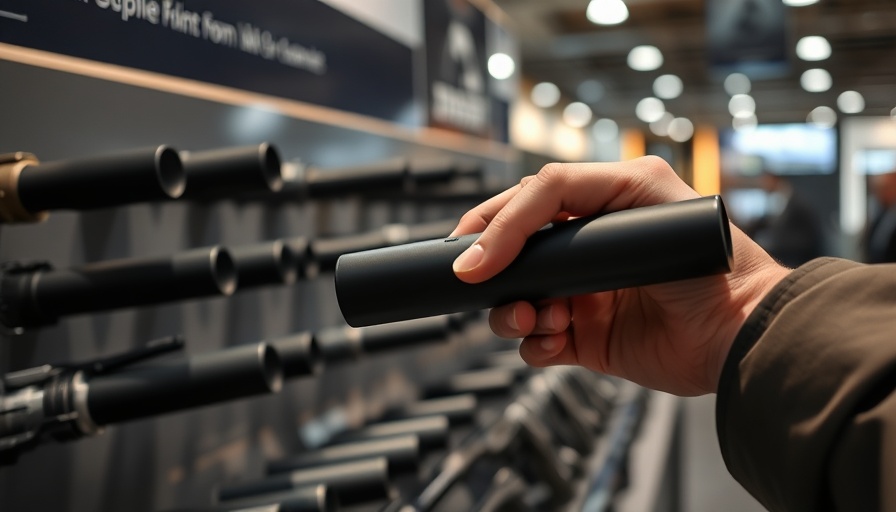 Display of gun silencers being examined, related to GOP tax bill regulation.