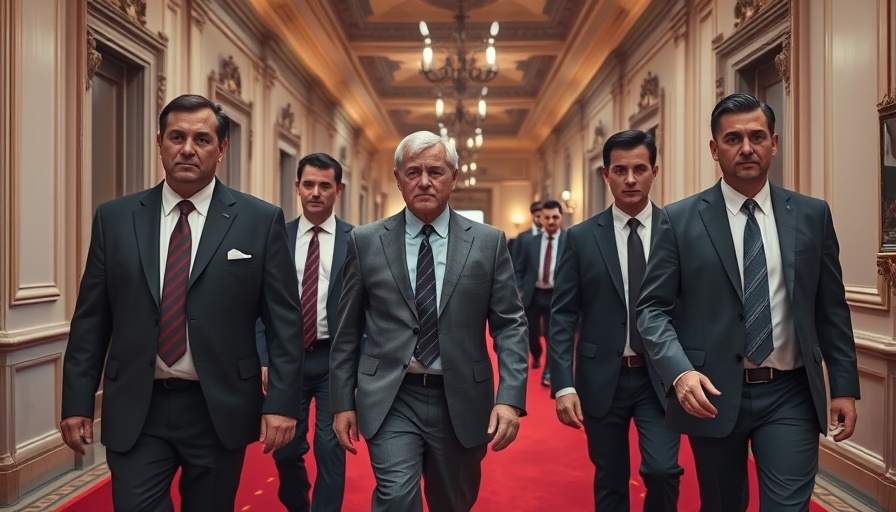 Men walking on red carpet discussing war powers related to Trump's Iran strikes