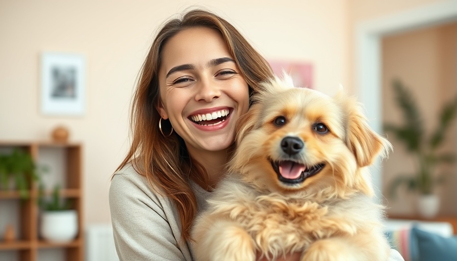Woman enjoying pet-related job perks with a fluffy dog.