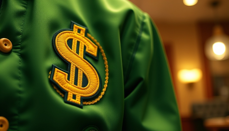 NIL and AI in College Sports: Varsity jacket with dollar sign.