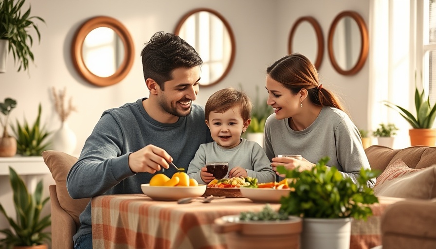 Family enjoying meal together discussing cost of raising a child in Austin