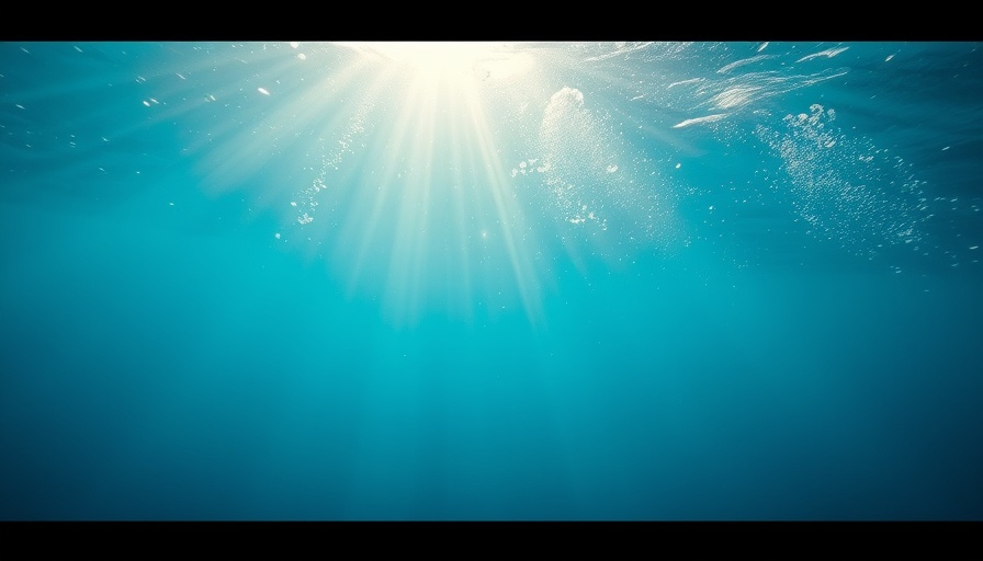 Underwater bubbles and light in ocean highlighting carbon emissions' effect on oxygen levels.