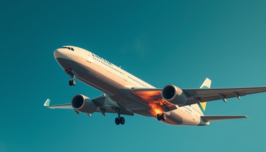 American Airlines plane in an emergency landing, engine on fire.