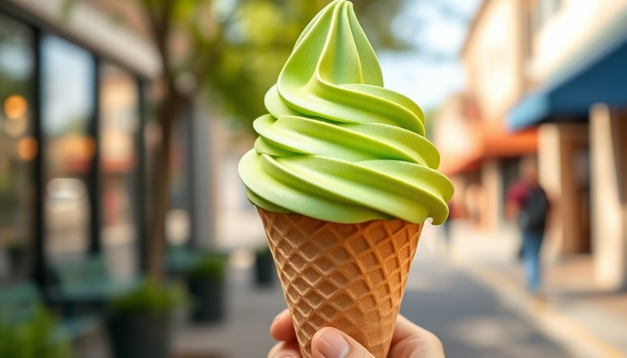 Junbi matcha soft serve in Cedar Park held in hand.