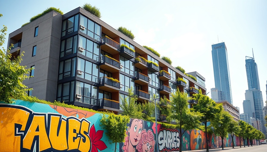 Modern apartment building suitable for affordable artist housing.