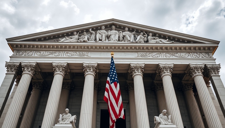Supreme Court facade with American flag, symbolizing justice in Texas DNA testing