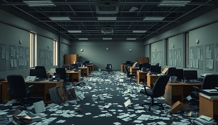 CareerBuilder Monster bankruptcy news illustrated with chaotic office scene.
