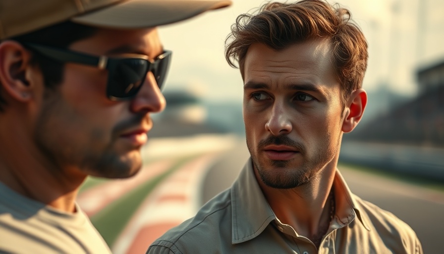 Jerry Bruckheimer F1 movie scene with two thoughtful men.