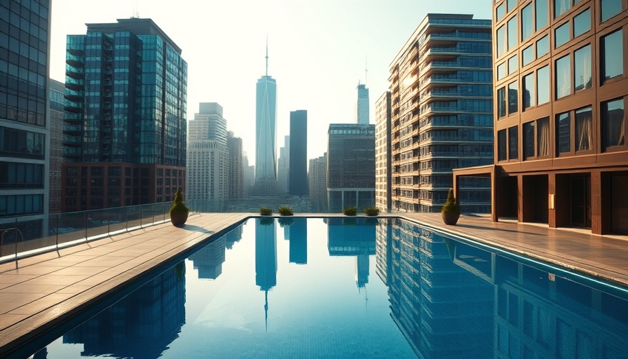Elegant rooftop pool among Dallas skyscrapers, perfect for events.