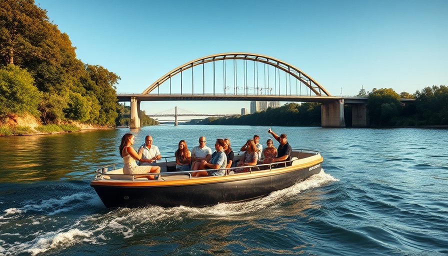Boat under bridge showcasing Austin lifestyle