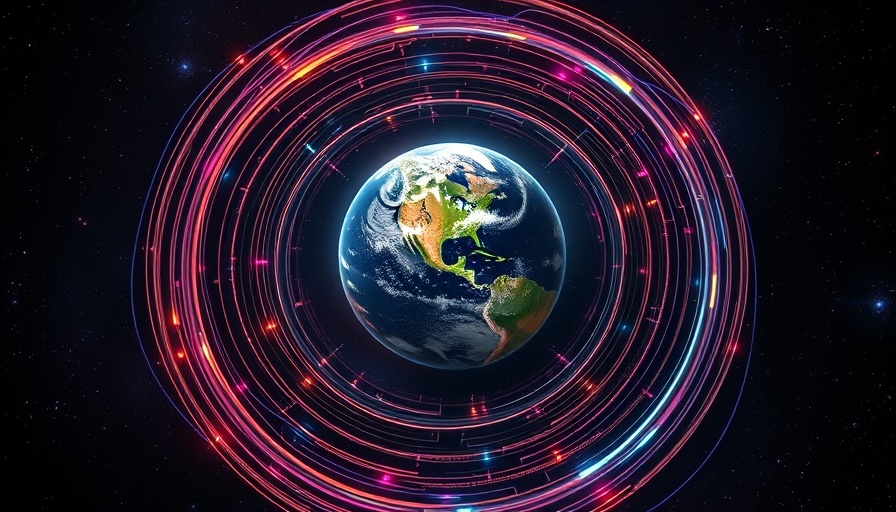 Earth's magnetic field visualization with life-sustaining aura in space.