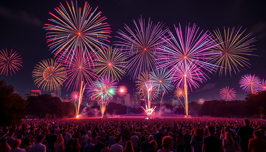 Fourth of July events in Austin with fireworks and crowd.