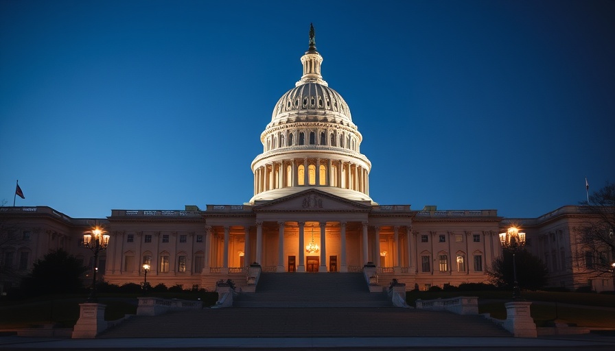 Capitol Building addressing pharmacy benefit managers reform at dusk.