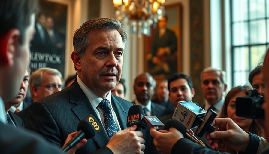 Confident male politician engages with media about Trump's tax and spending cuts bill.