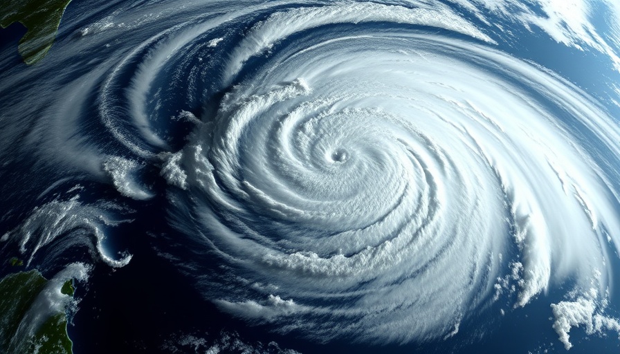 Satellite view of Tropical Storm Barry over Gulf of Mexico showing swirling clouds.