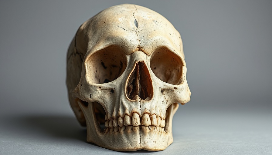 Ancient skull representing leprosy history in the Americas.