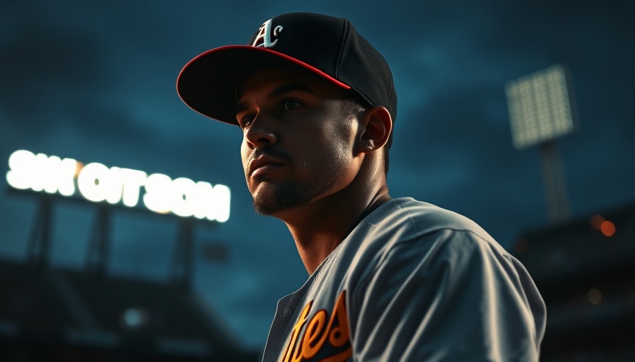 Athletics player looking focused in dimly lit stadium