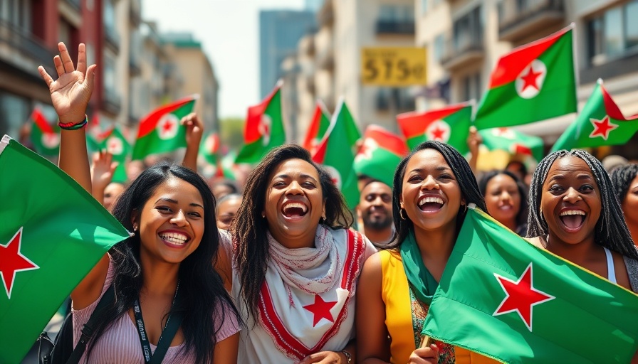 Celebrating Somalia National Day with flags and smiles.