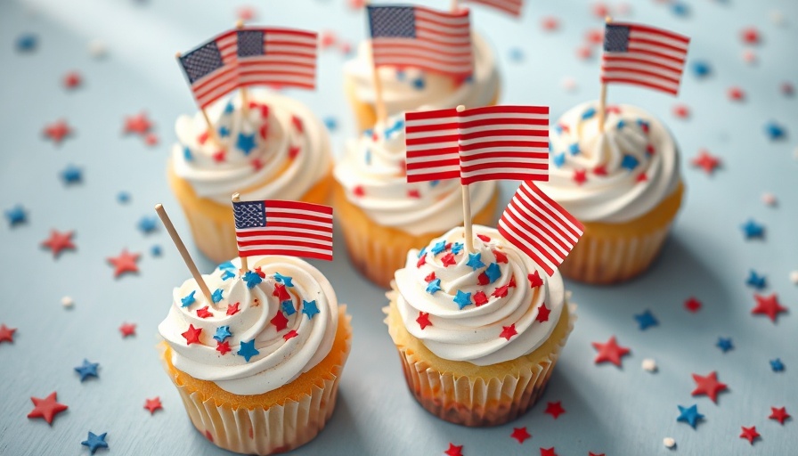 Easy 4th of July desserts with flags and star sprinkles.