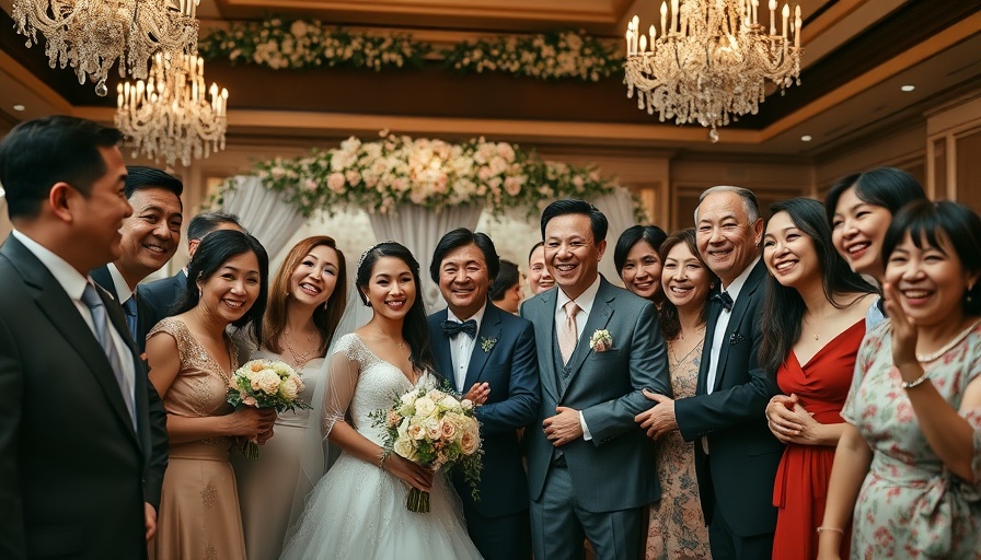 Joyful family celebration at wedding, highlighting unity.
