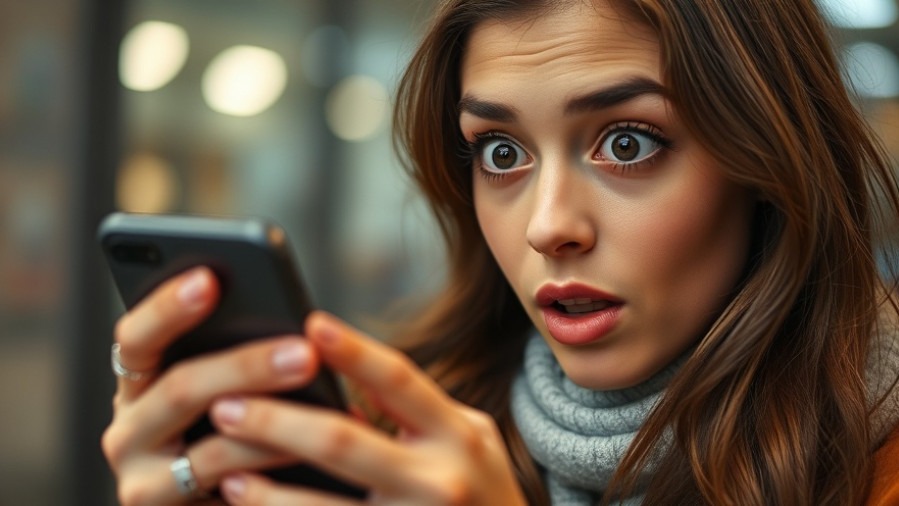 Young woman surprised by healthy news consumption for digital wellness.